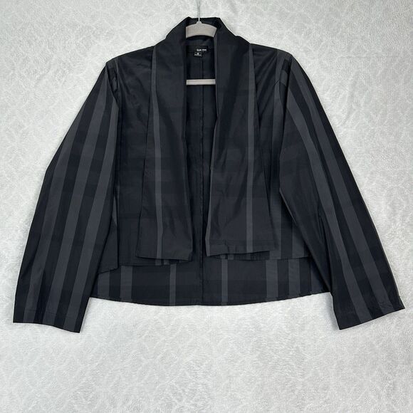 Sun Kim Cropped Open Drape Jacket Small Black Stripe Lagenlook Modern Cyberpunk - Picture 1 of 9